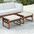 PE Rattan Wicker Ottomans Set of 2 with Removable Cushions-Beige - Beige - Outdoor Seating & Patio Chairs