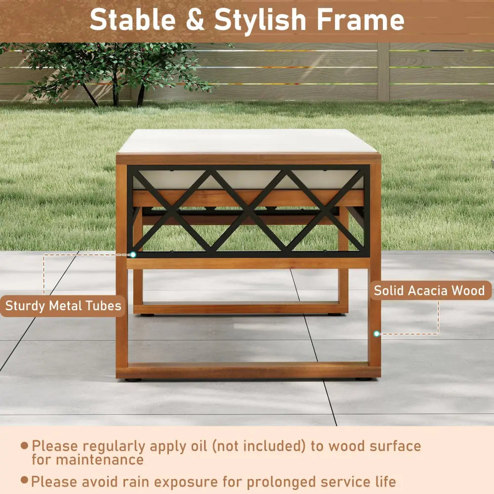 PE Rattan Wicker Ottomans Set of 2 with Removable Cushions-Beige - Beige - Outdoor Seating & Patio Chairs