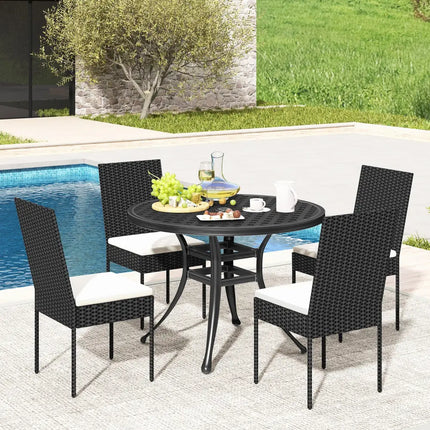 PE Wicker Patio Chairs Set of 2/4 with Cushions for Porch Deck Garden and Backyard-2 Pieces - Patio Bar Furniture