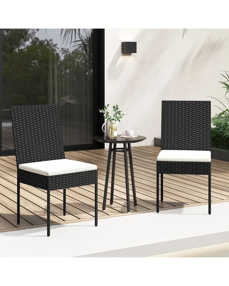 PE Wicker Patio Chairs Set of 2/4 with Cushions for Porch Deck Garden and Backyard-4 Pieces - Patio Bar Furniture