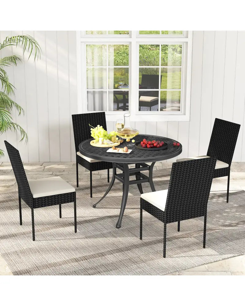 PE Wicker Patio Chairs Set of 2/4 with Cushions for Porch Deck Garden and Backyard-4 Pieces - Patio Bar Furniture