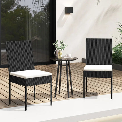 PE Wicker Patio Chairs Set of 2/4 with Cushions for Porch Deck Garden and Backyard-2 Pieces - Patio Bar Furniture