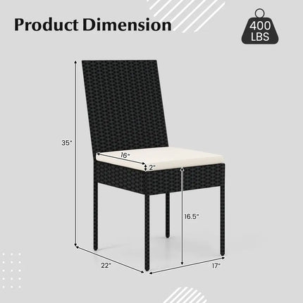 PE Wicker Patio Chairs Set of 2/4 with Cushions for Porch Deck Garden and Backyard-2 Pieces - Patio Bar Furniture