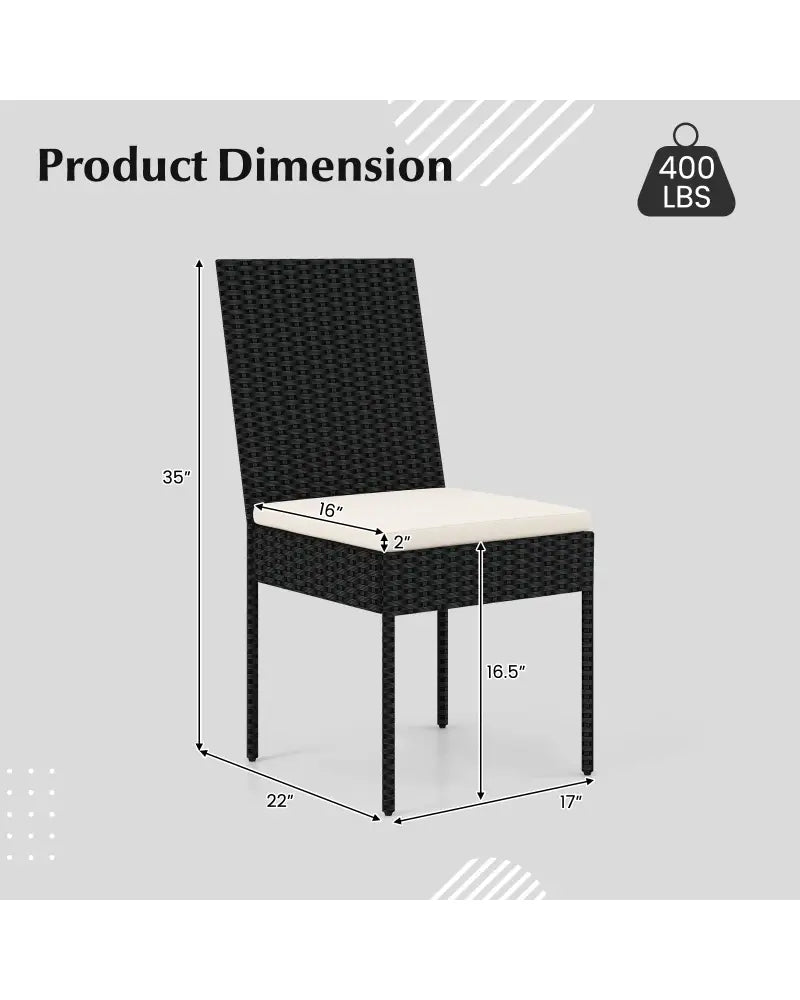 PE Wicker Patio Chairs Set of 2/4 with Cushions for Porch Deck Garden and Backyard-4 Pieces - Patio Bar Furniture
