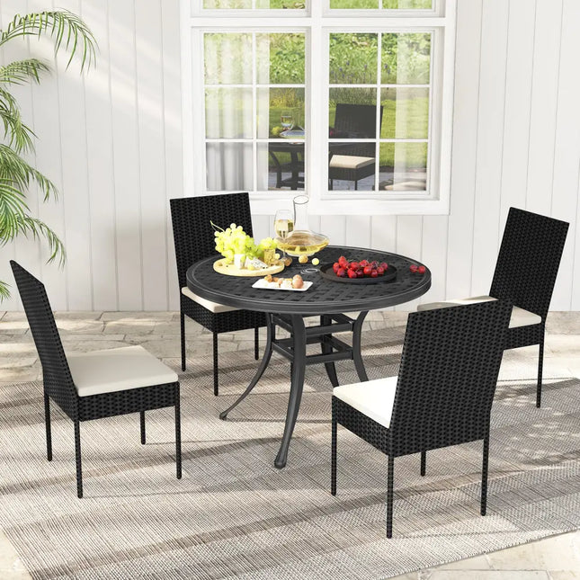 PE Wicker Patio Chairs Set of 2/4 with Cushions for Porch Deck Garden and Backyard-4 Pieces - Patio Bar Furniture