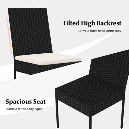 PE Wicker Patio Chairs Set of 2/4 with Cushions for Porch Deck Garden and Backyard-2 Pieces - Patio Bar Furniture
