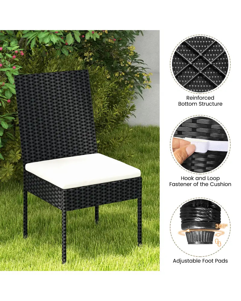 PE Wicker Patio Chairs Set of 2/4 with Cushions for Porch Deck Garden and Backyard-4 Pieces - Patio Bar Furniture