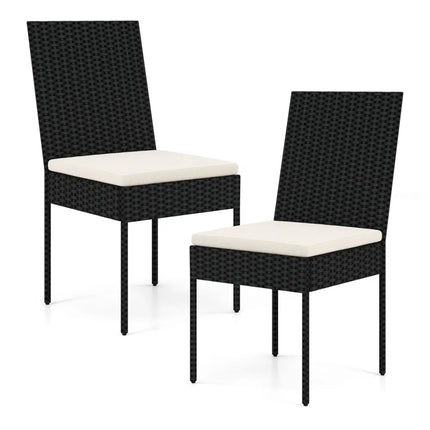 PE Wicker Patio Chairs Set of 2/4 with Cushions for Porch Deck Garden and Backyard-2 Pieces - Patio Bar Furniture