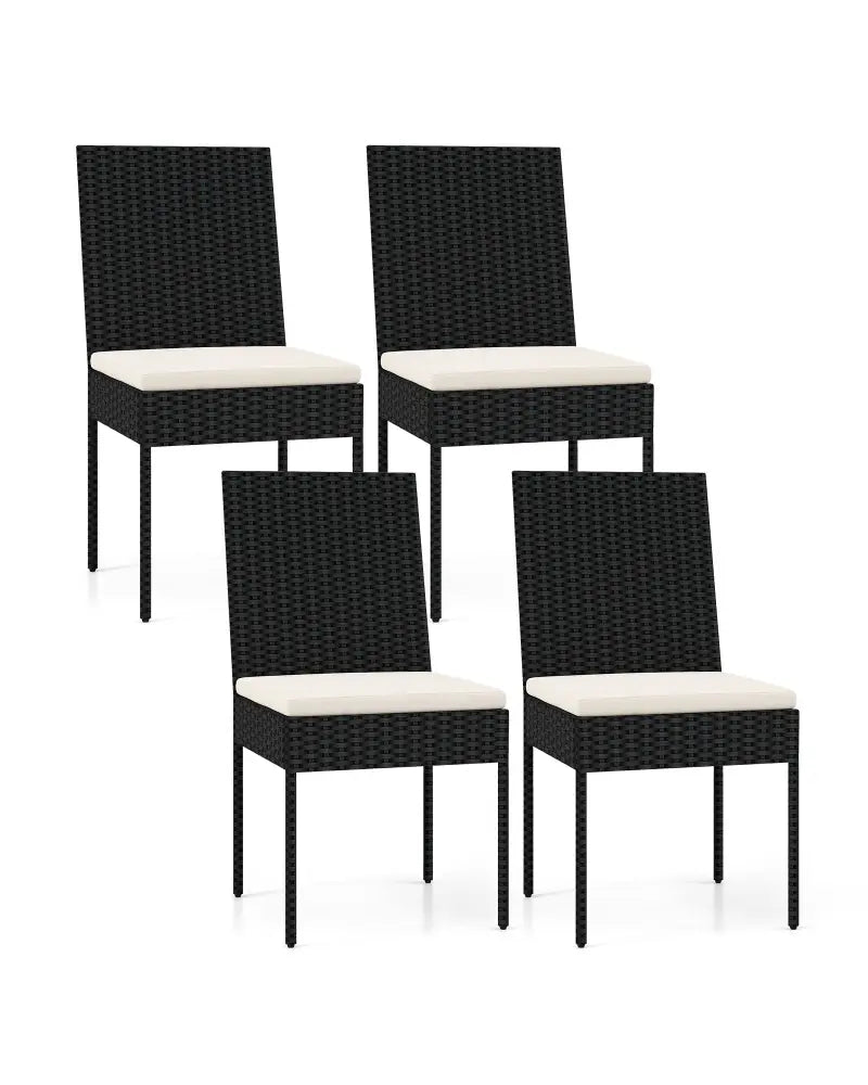 PE Wicker Patio Chairs Set of 2/4 with Cushions for Porch Deck Garden and Backyard-4 Pieces - Patio Bar Furniture