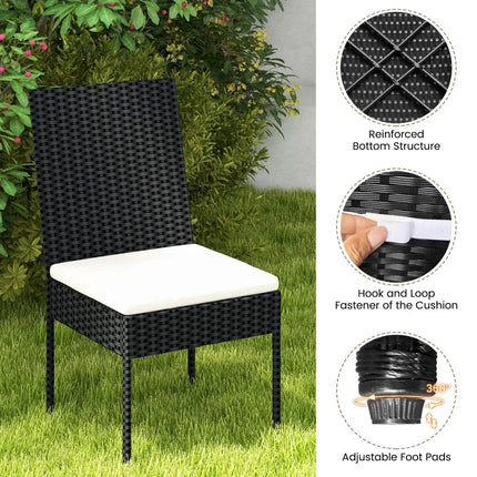PE Wicker Patio Chairs Set of 2/4 with Cushions for Porch Deck Garden and Backyard-2 Pieces - Patio Bar Furniture