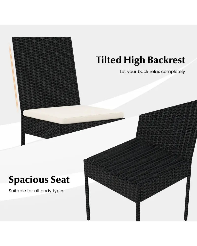PE Wicker Patio Chairs Set of 2/4 with Cushions for Porch Deck Garden and Backyard-4 Pieces - Patio Bar Furniture
