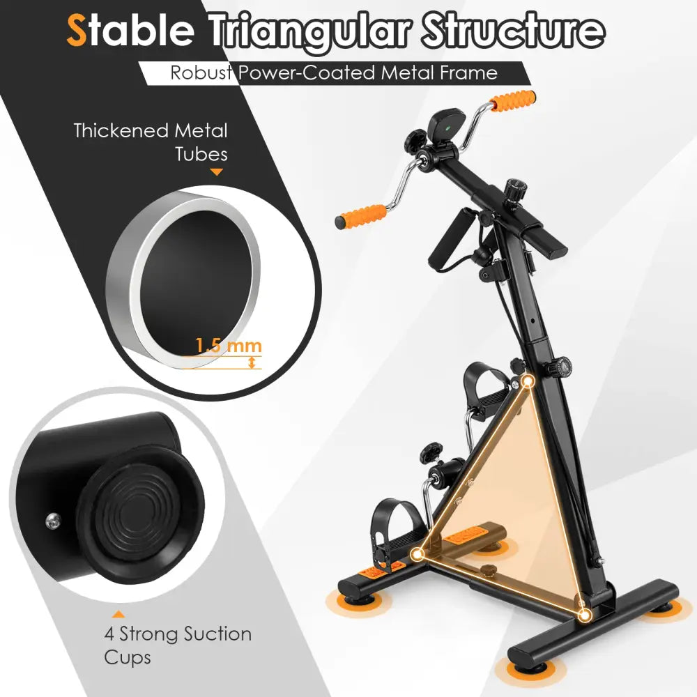 Pedal Exerciser with Adjustable Resistance for Arm and Leg Workout-Orange - Orange - Exercise Bikes