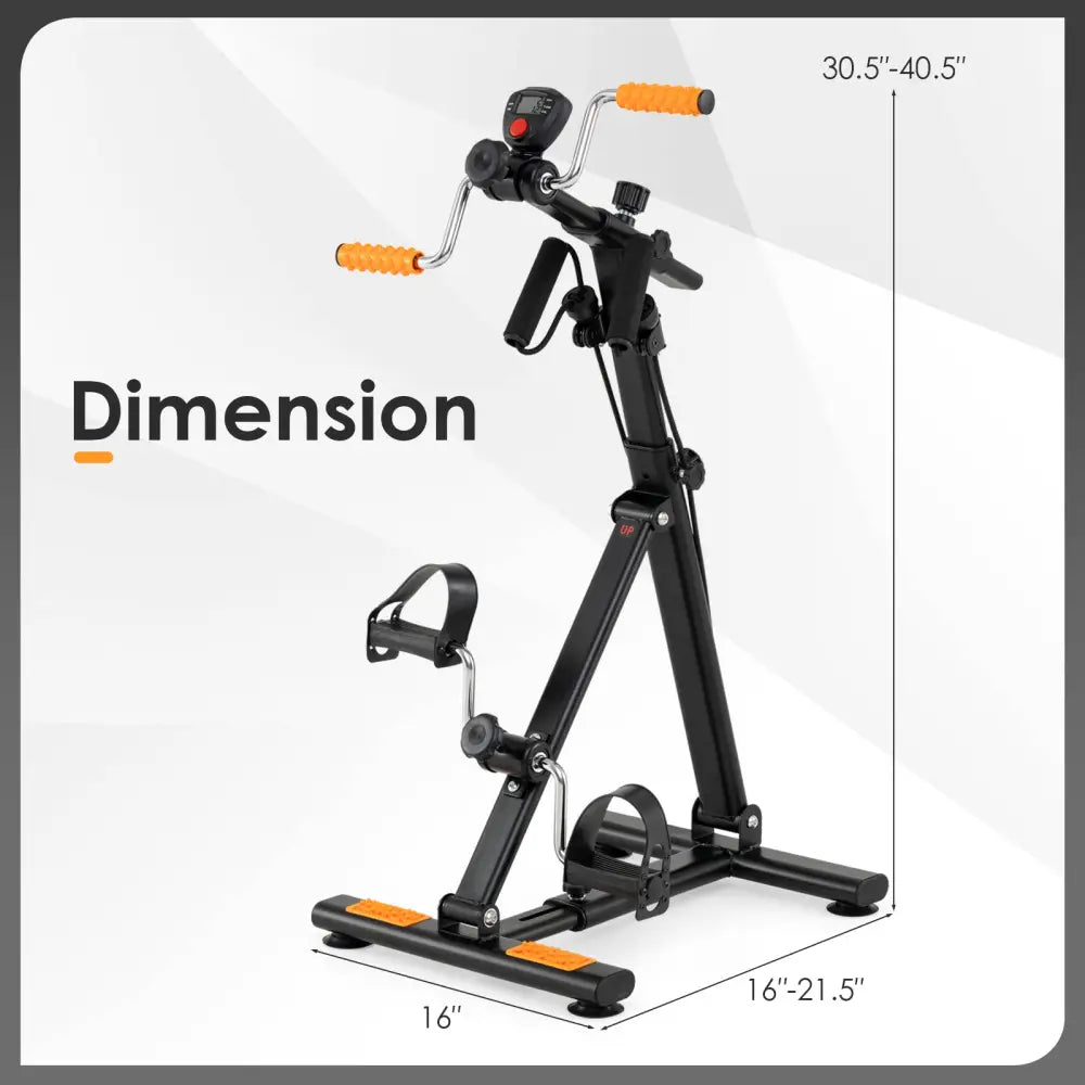 Pedal Exerciser with Adjustable Resistance for Arm and Leg Workout-Orange - Orange - Exercise Bikes