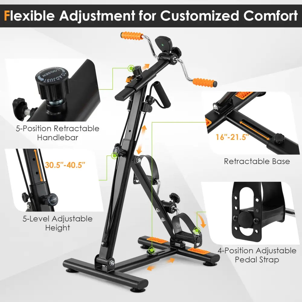 Pedal Exerciser with Adjustable Resistance for Arm and Leg Workout-Orange - Orange - Exercise Bikes