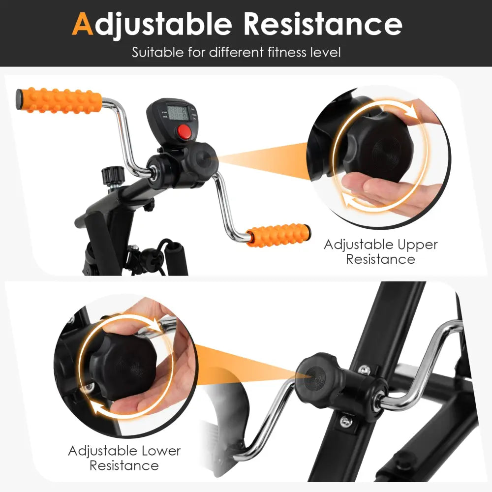 Pedal Exerciser with Adjustable Resistance for Arm and Leg Workout-Orange - Orange - Exercise Bikes