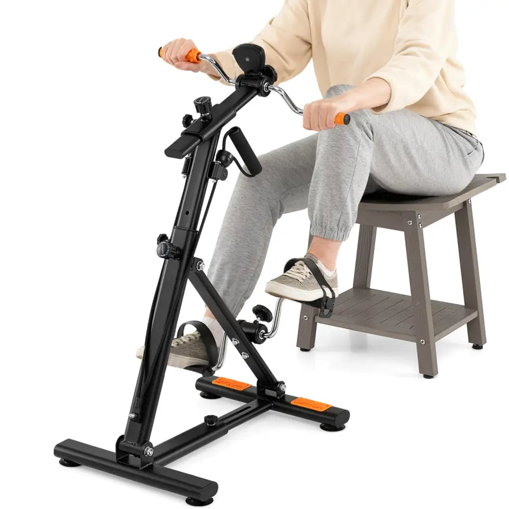 Pedal Exerciser with Adjustable Resistance for Arm and Leg Workout-Orange - Orange - Exercise Bikes
