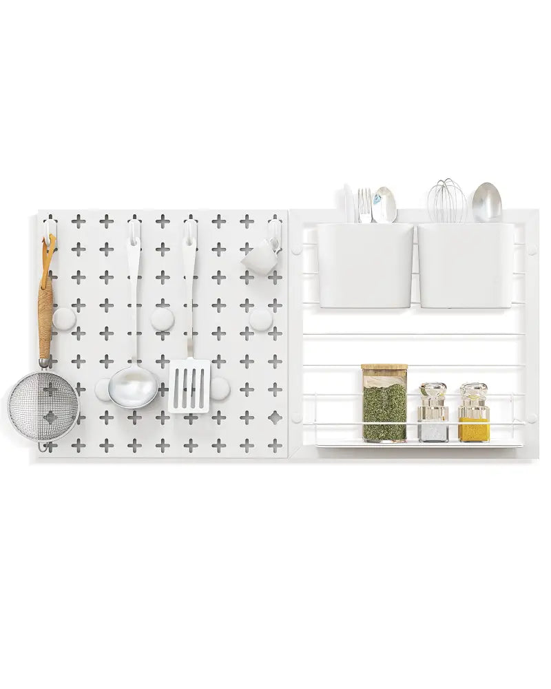 Pegboard Combination Kit Combination Wall Organizer with Magnets and Hooks - White - Dish Racks