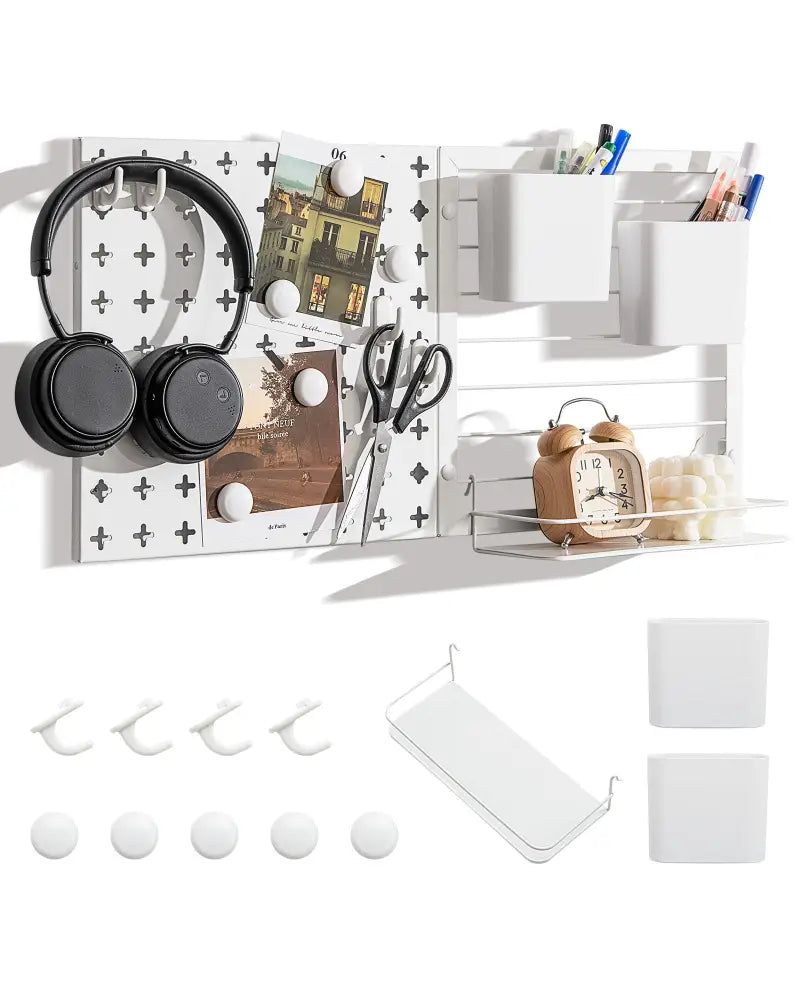 Pegboard Combination Kit Combination Wall Organizer with Magnets and Hooks - White - Dish Racks