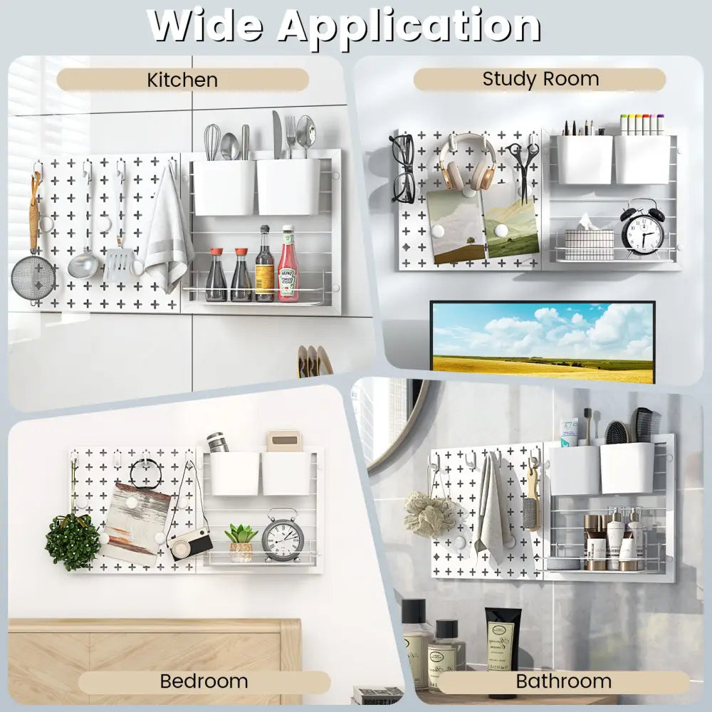 Pegboard Combination Kit Combination Wall Organizer with Magnets and Hooks - White - Dish Racks