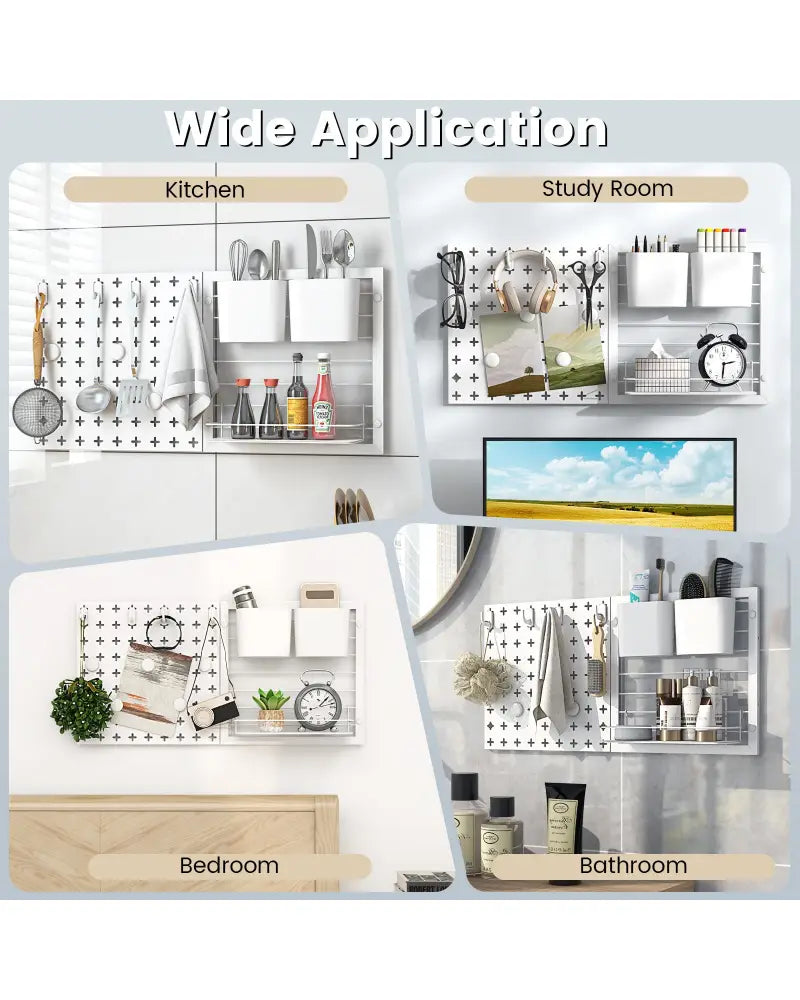 Pegboard Combination Kit Combination Wall Organizer with Magnets and Hooks - White - Dish Racks