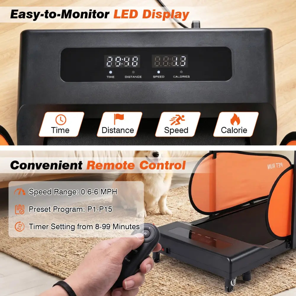 Pet Treadmill for Small & Medium Dogs with LED Display and Adjustable Speed-Black - Black - Dog Supplies