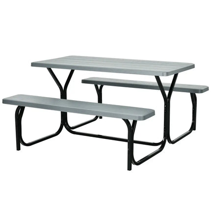 Picnic Table Bench Set for Outdoor Camping -Gray - Gray - Picnic Tables