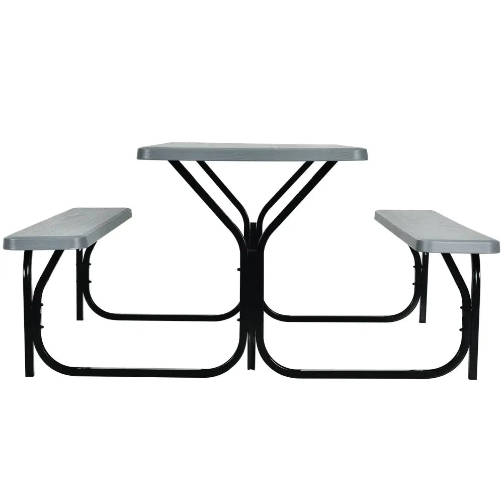 Picnic Table Bench Set for Outdoor Camping -Gray - Gray - Picnic Tables