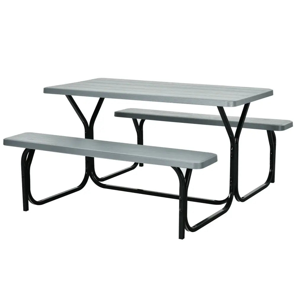 Picnic Table Bench Set for Outdoor Camping -Gray - Gray - Picnic Tables