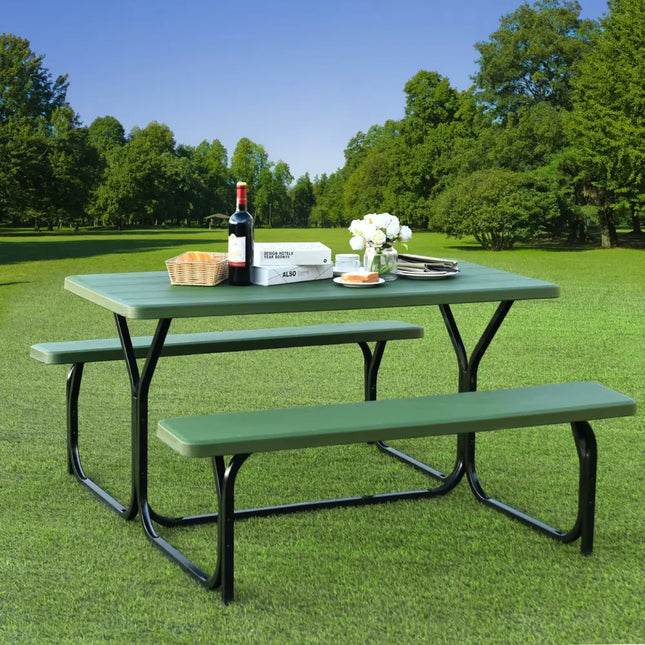Picnic Table Bench Set for Outdoor Camping -Green - Green - Picnic Tables