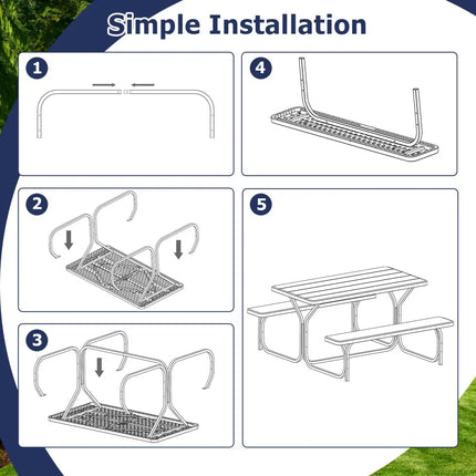 Picnic Table Bench Set for Outdoor Camping -Green - Green - Picnic Tables