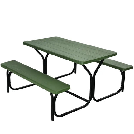 Picnic Table Bench Set for Outdoor Camping -Green - Green - Picnic Tables