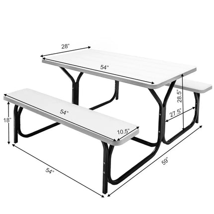 Picnic Table Bench Set for Outdoor Camping -White - White - Picnic Tables