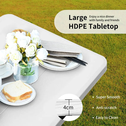Picnic Table Bench Set for Outdoor Camping -White - White - Picnic Tables
