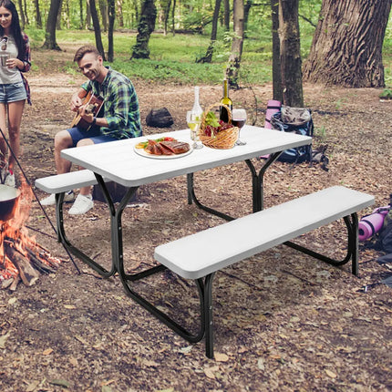 Picnic Table Bench Set for Outdoor Camping -White - White - Picnic Tables