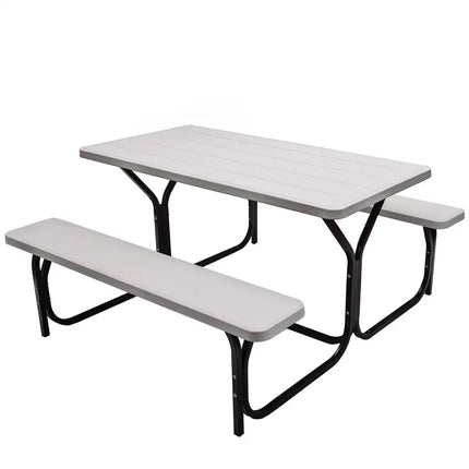 Picnic Table Bench Set for Outdoor Camping -White - White - Picnic Tables