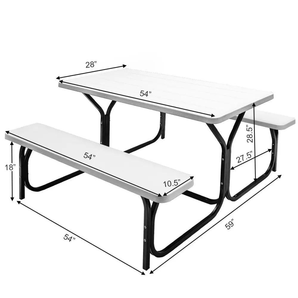 Picnic Table Bench Set for Outdoor Camping -White - White - Picnic Tables