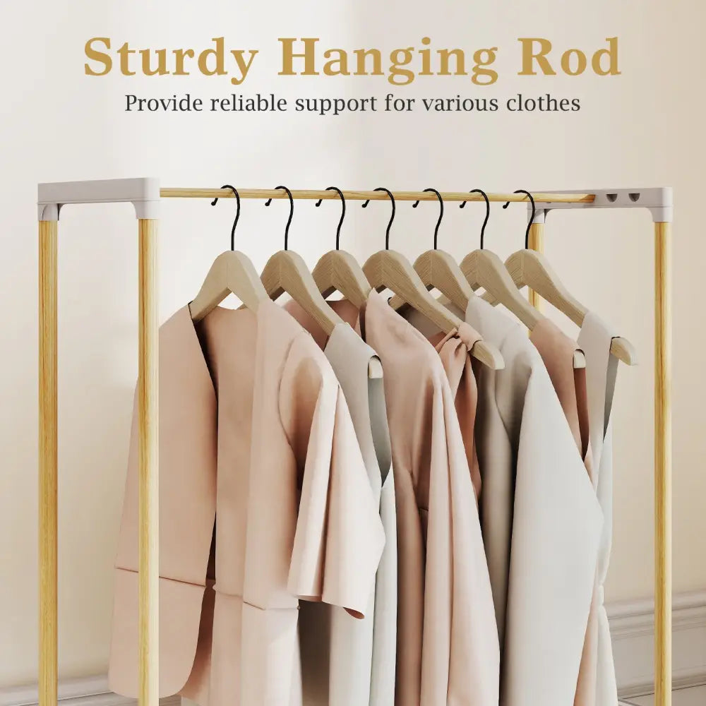 Pine Wood Clothes Rack with 2-Tier Open Storage Shelf for Hanging Clothes-Gray - Gray - Clothing & Closet Storage