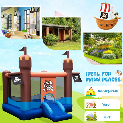 Pirate-Themed Inflatable Bounce Castle with Large Jumping Area and 735W Blower - Bounce House