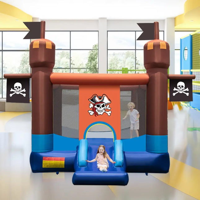 Pirate-Themed Inflatable Bounce Castle with Large Jumping Area and 735W Blower - Bounce House