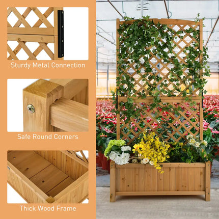 Planter Raised Bed with Trellis for Plant Flower Climbing-Orange - Orange - Raised Garden Beds