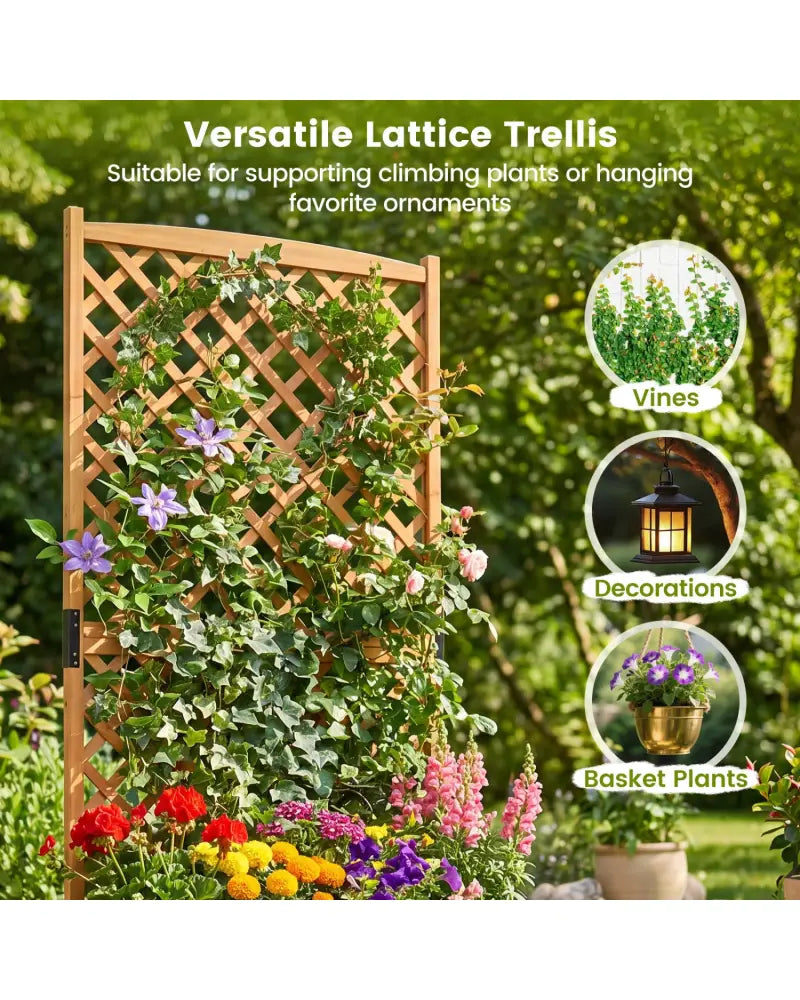 Planter Raised Bed with Trellis for Plant Flower Climbing-Orange - Orange - Raised Garden Beds