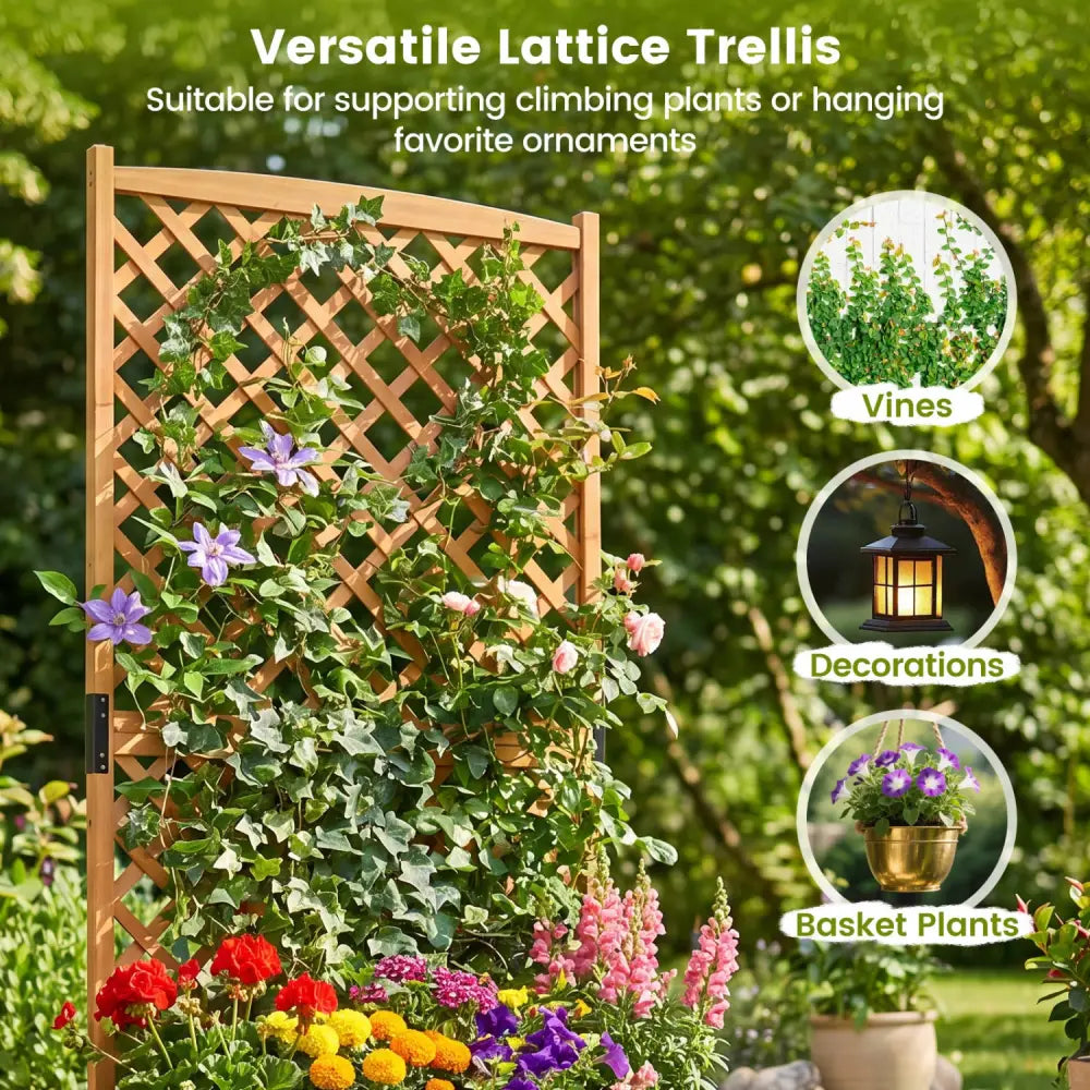 Planter Raised Bed with Trellis for Plant Flower Climbing-Orange - Orange - Raised Garden Beds
