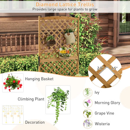 Planter Raised Bed with Trellis for Plant Flower Climbing-Orange - Orange - Raised Garden Beds