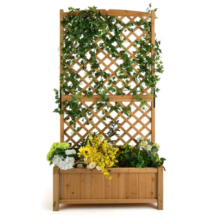 Planter Raised Bed with Trellis for Plant Flower Climbing-Orange - Orange - Raised Garden Beds