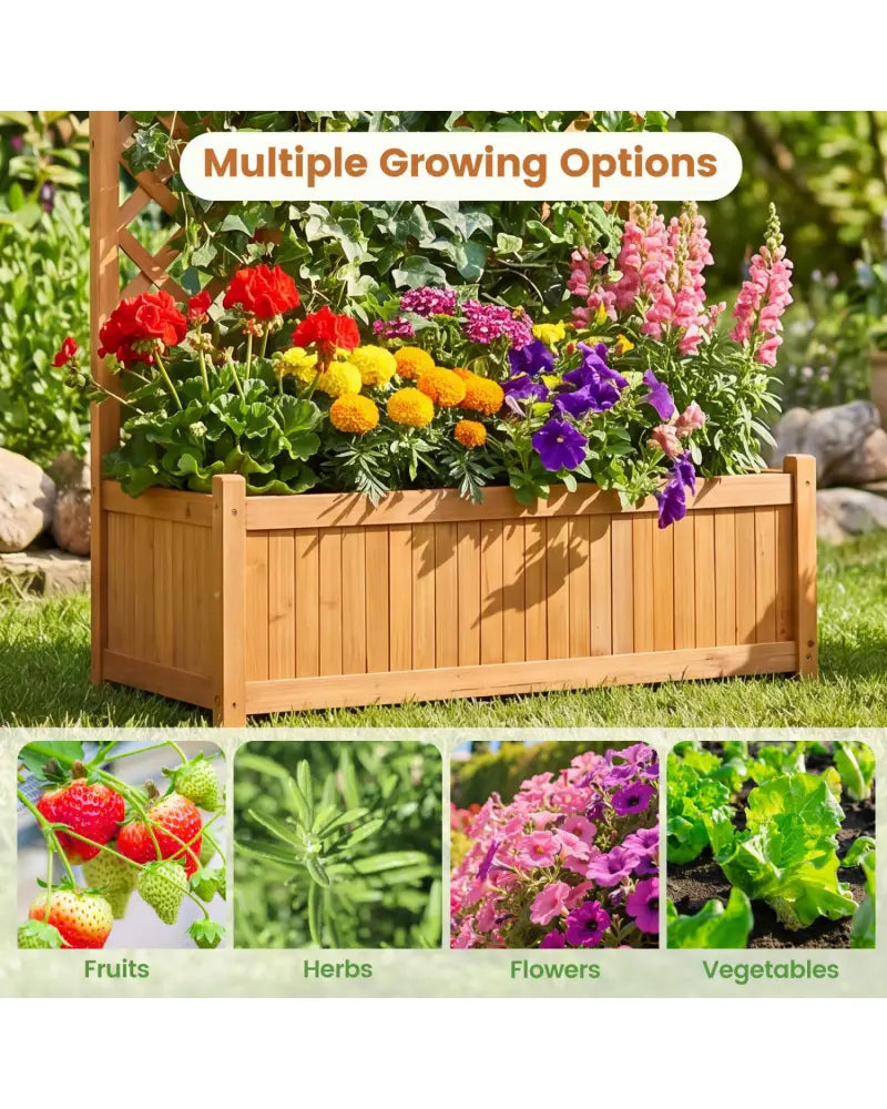 Planter Raised Bed with Trellis for Plant Flower Climbing-Orange - Orange - Raised Garden Beds