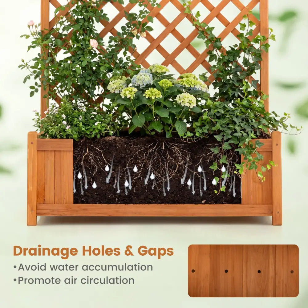 Planter Raised Bed with Trellis for Plant Flower Climbing-Orange - Orange - Raised Garden Beds