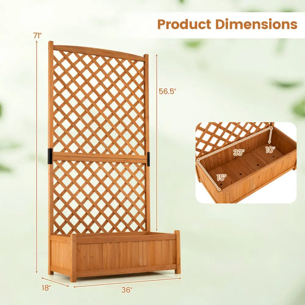 Planter Raised Bed with Trellis for Plant Flower Climbing-Orange - Orange - Raised Garden Beds