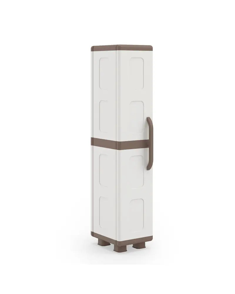 Plastic Kitchen Pantry with 4 Adjustable Shelves and Single Door for Living Room and Kitchen-Beige - Beige - Sideboards