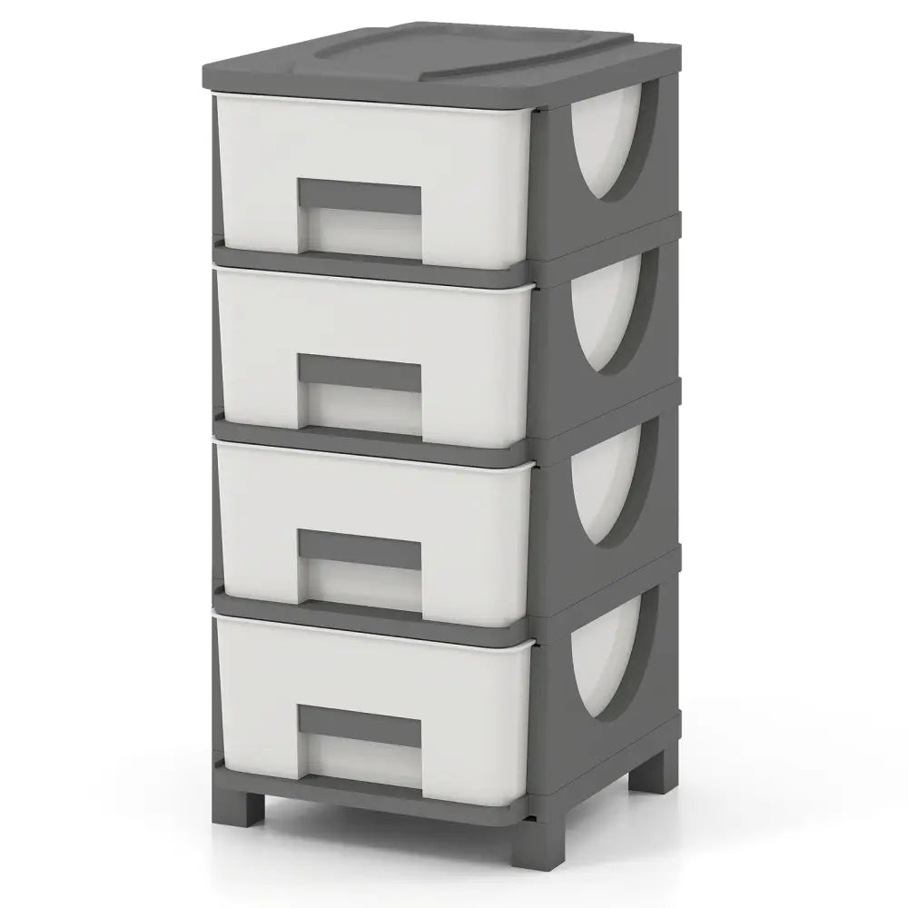 Plastic Storage Organizer with Compact Drawer Cabinet Side Table for Bedroom-Gray - Gray - Dressers & Chests