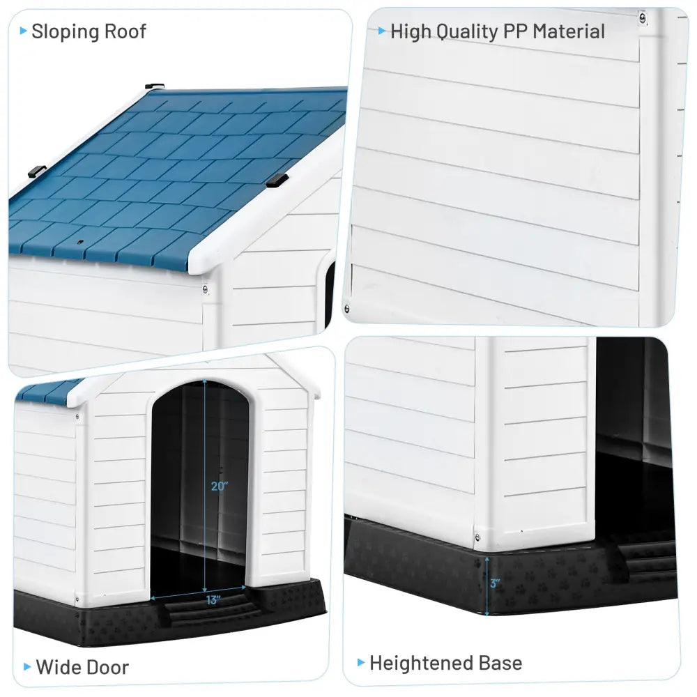 Plastic Waterproof Ventilate Pet Puppy House - Blue - Dog Kennels